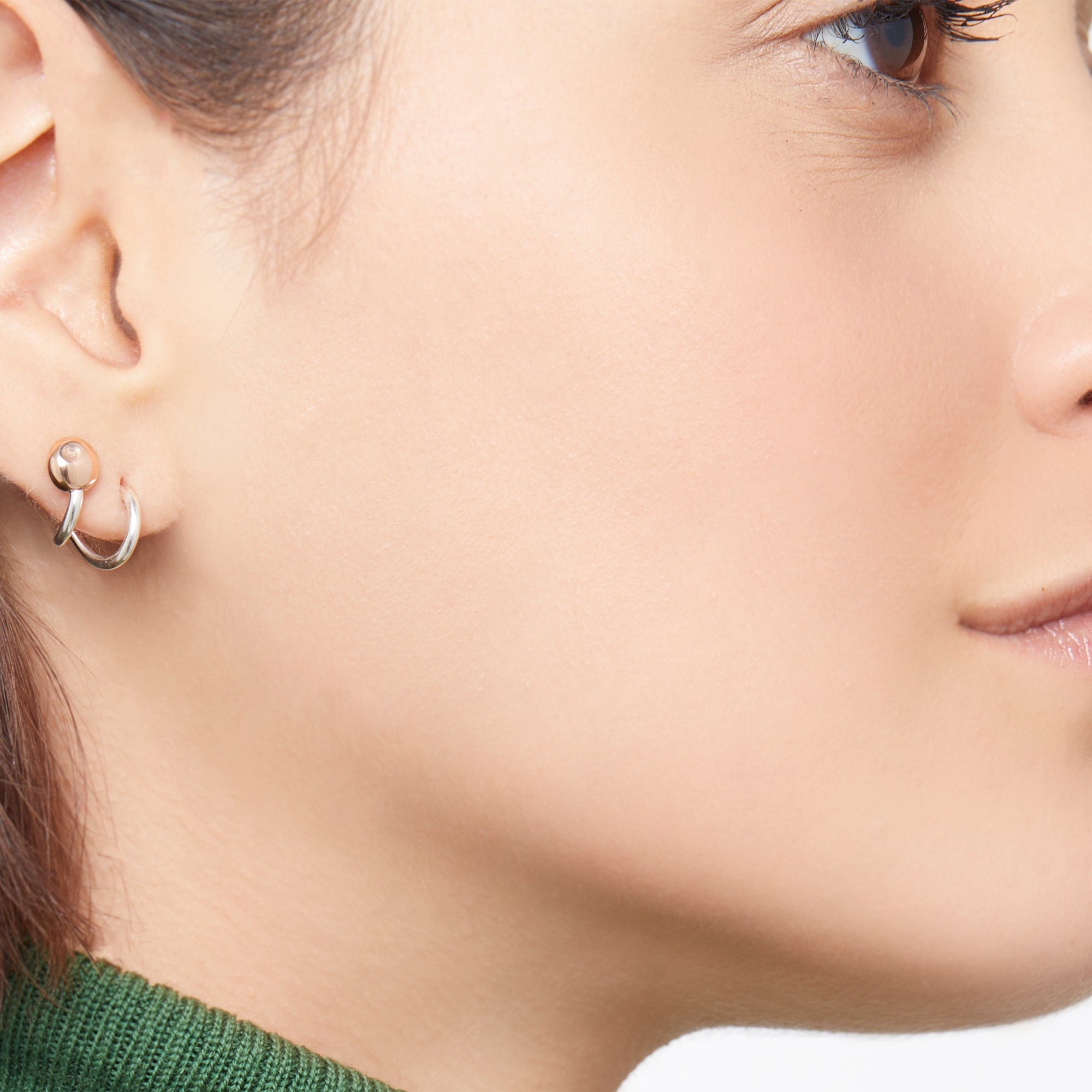 Mono boucle d'oreille Pepita en or rose 9K et argent - Or Rose & Argent