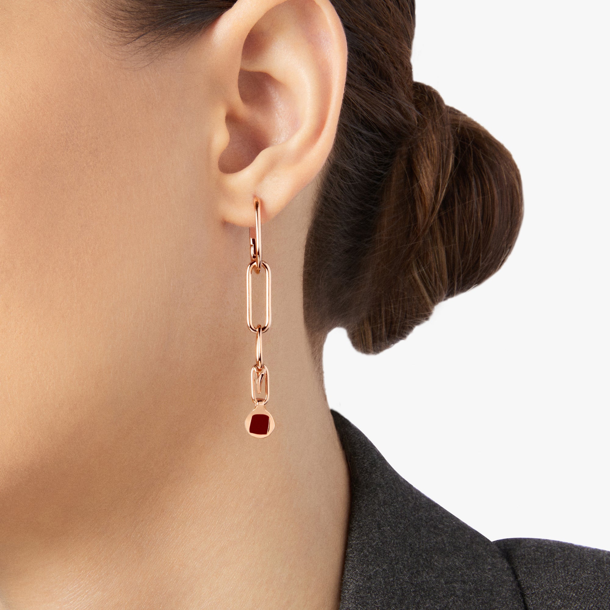 Mono boucle d'oreille Bazaar en argent plaqué or et émail - Argent