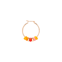Mono boucle d'oreille Rondelle en argent plaqué or rose 18K et perles - Argent