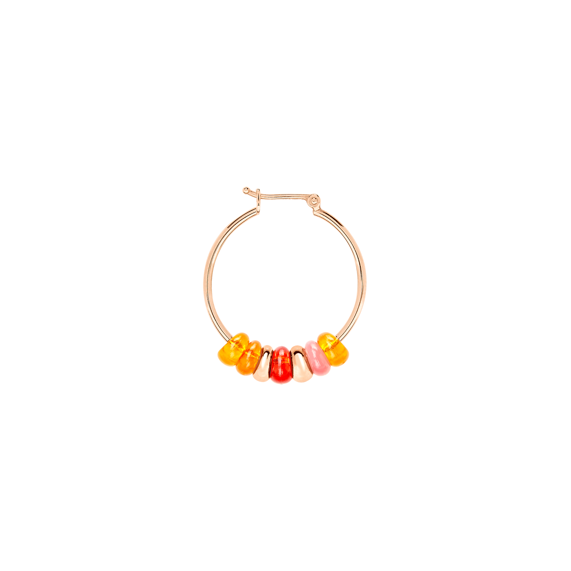 Mono boucle d'oreille Rondelle en argent plaqué or rose 18K et perles - Argent