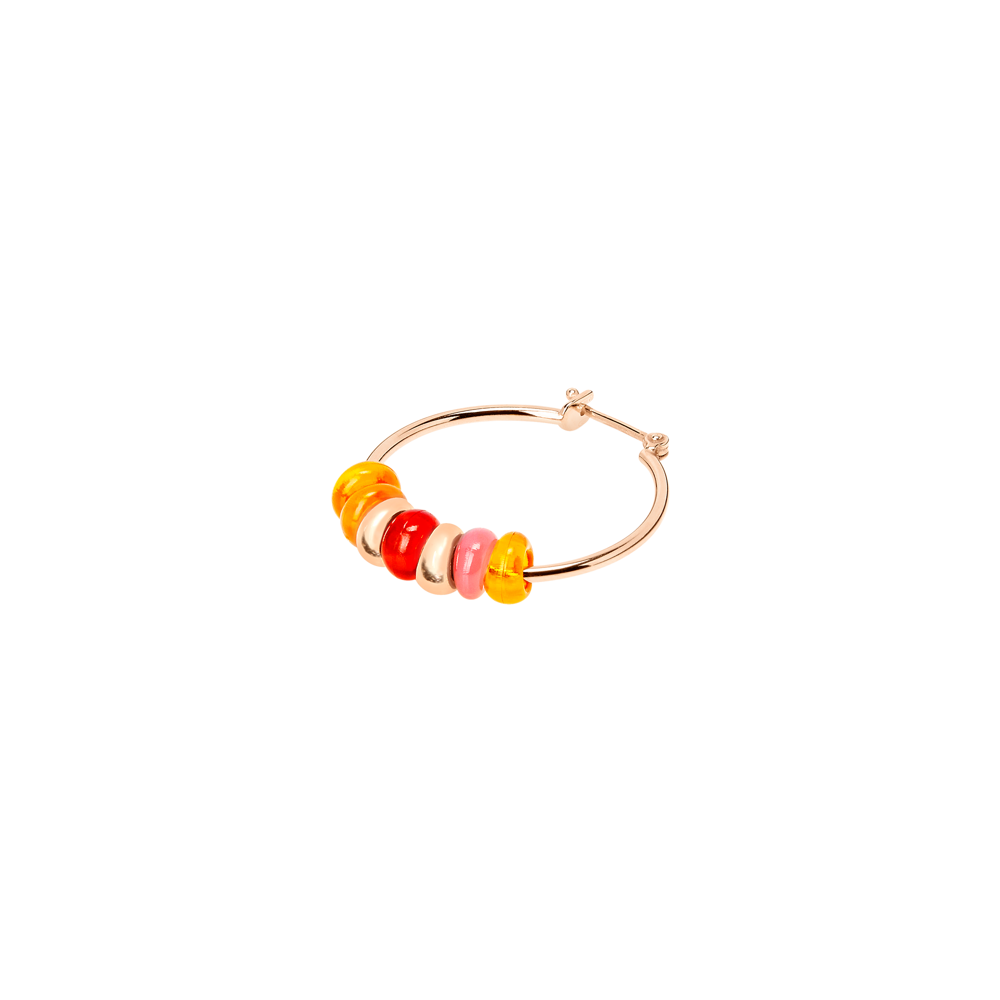 Mono boucle d'oreille Rondelle en argent plaqué or rose 18K et perles - Argent