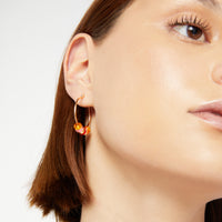 Mono boucle d'oreille Rondelle en argent plaqué or rose 18K et perles - Argent