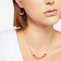 Mono boucle d'oreille Rondelle en argent plaqué or rose 18K et perles - Argent