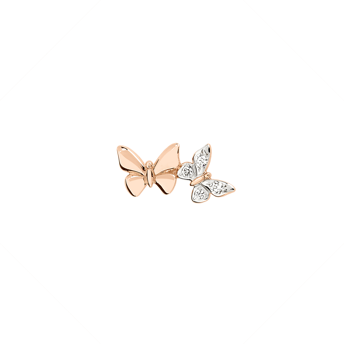 Mono boucle d'oreille Dodo Nature en or rose 9K et diamants - Or Rose