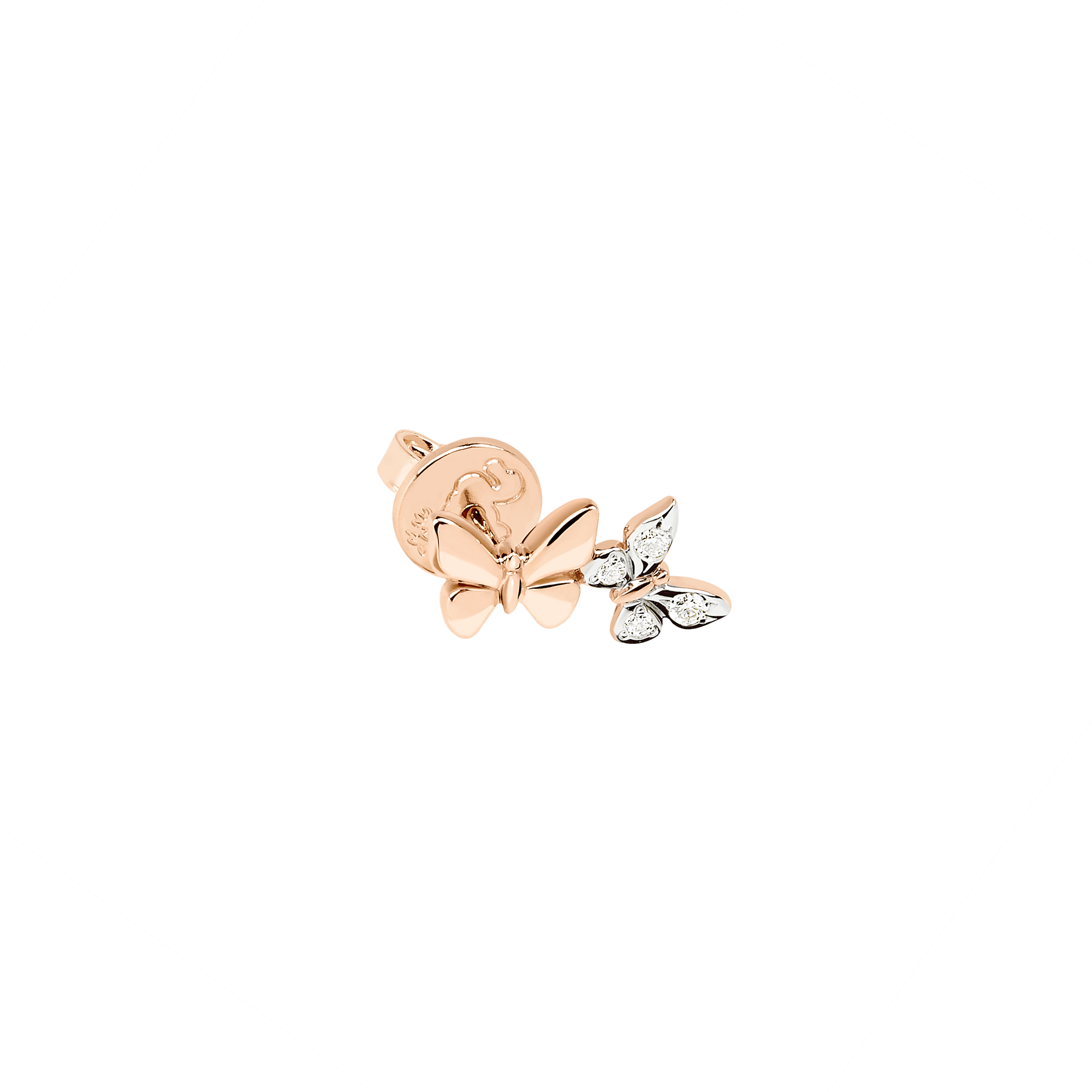 Mono boucle d'oreille Dodo Nature en or rose 9K et diamants - Or Rose