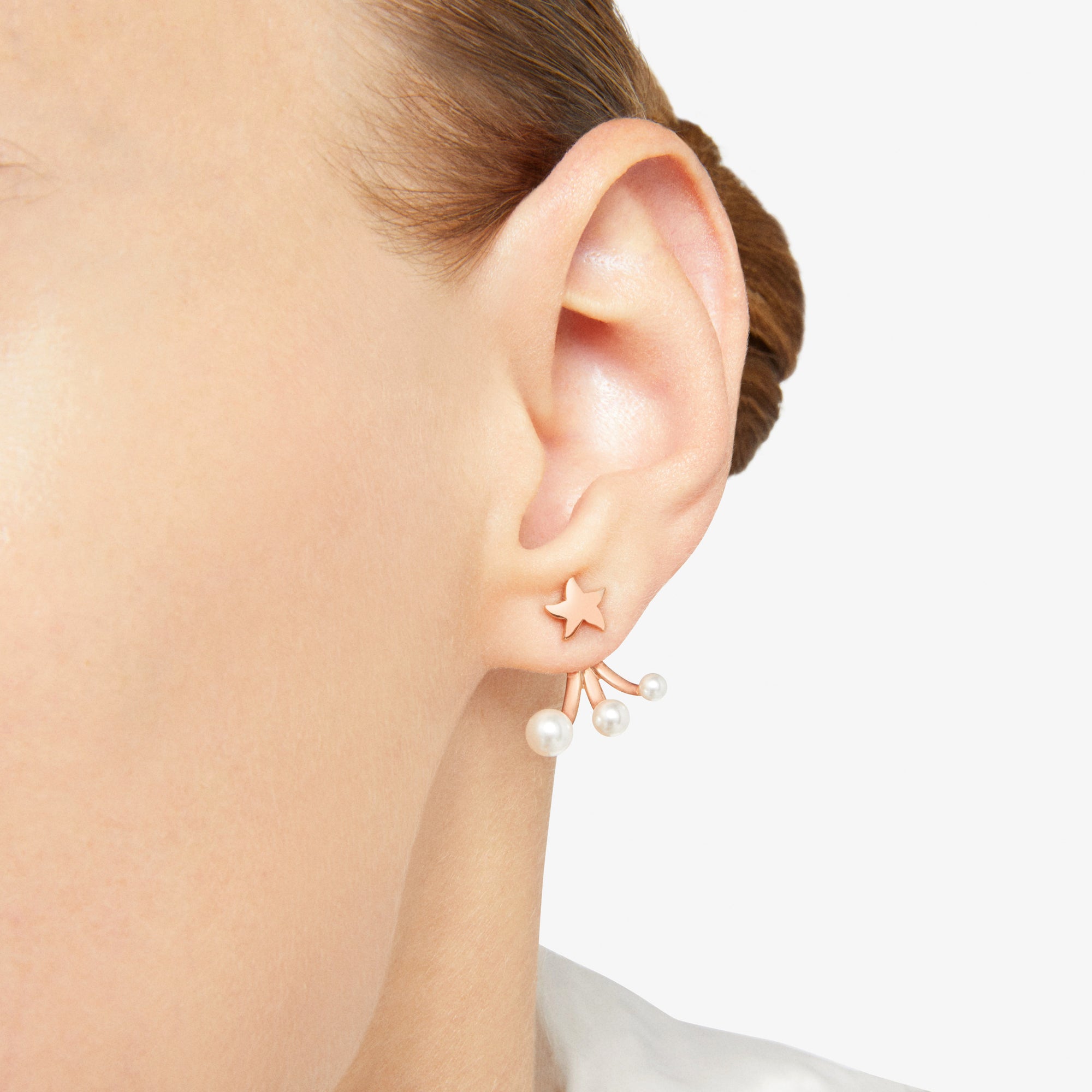 Mono boucle d'oreille Universe en or rose 9K et cristal Gauche - Or Rose