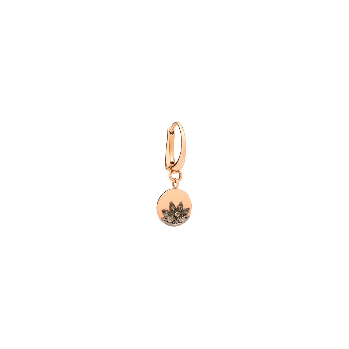 Mono boucle d'oreille Lune et Soleil en or et diamants - Or rose