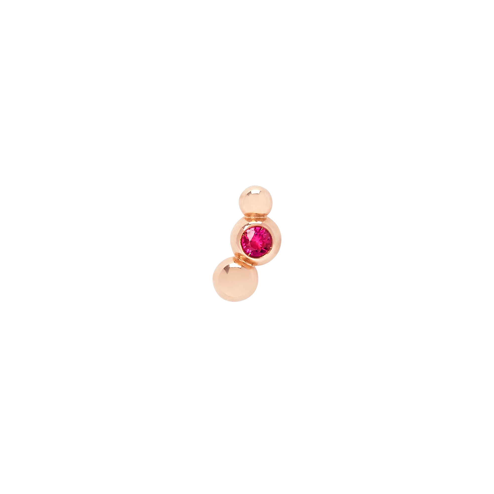 Mono boucle d'oreille Bollicine en or rose 9K et rubis - Or Rose