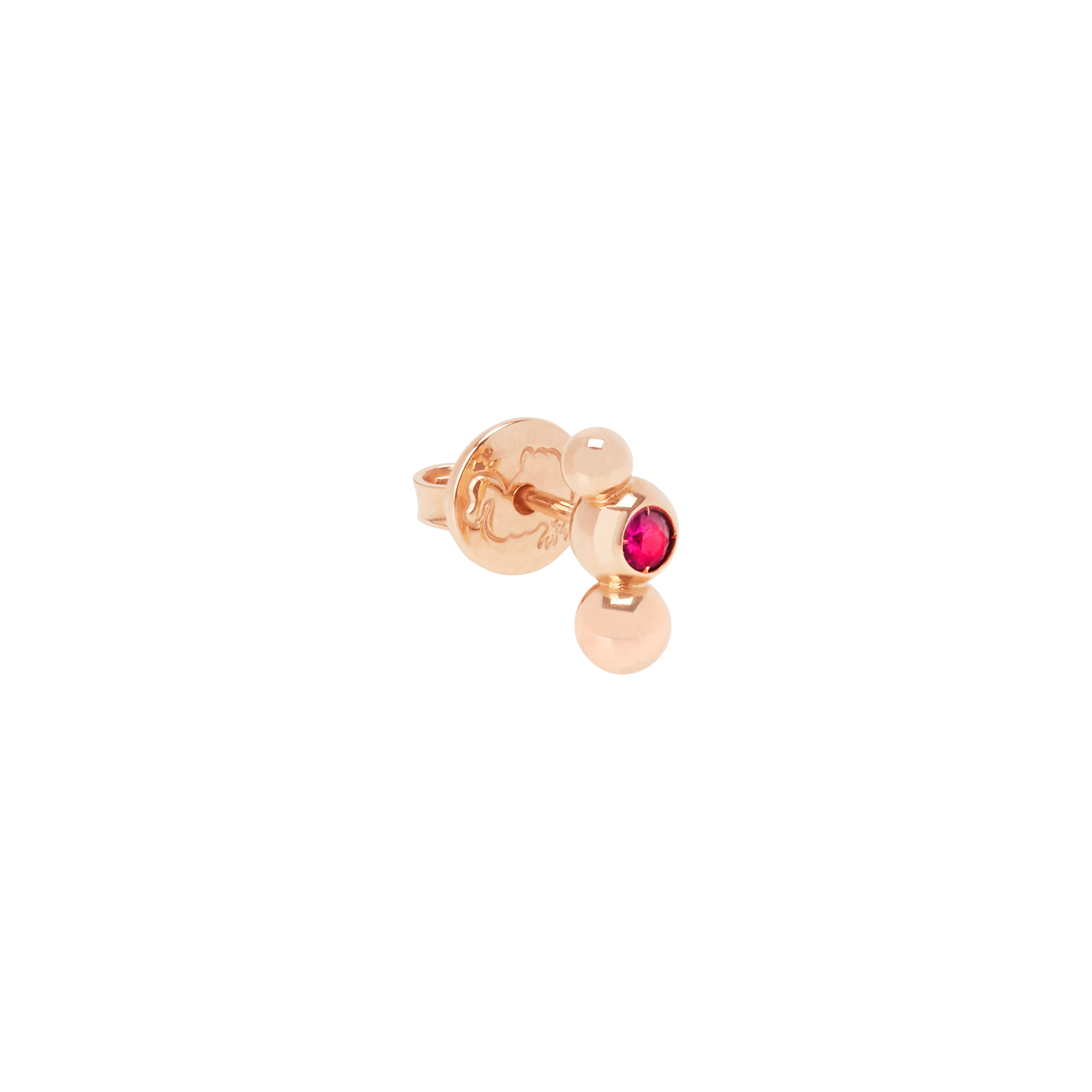 Mono boucle d'oreille Bollicine en or rose 9K et rubis - Or Rose