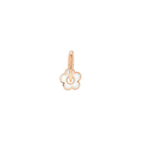 FLOWER STUD EARRING IN 9K ROSE GOLD, CATHEDRAL EFFECT MOTHER OF PEARL ENAMEL. HALF PAIR.