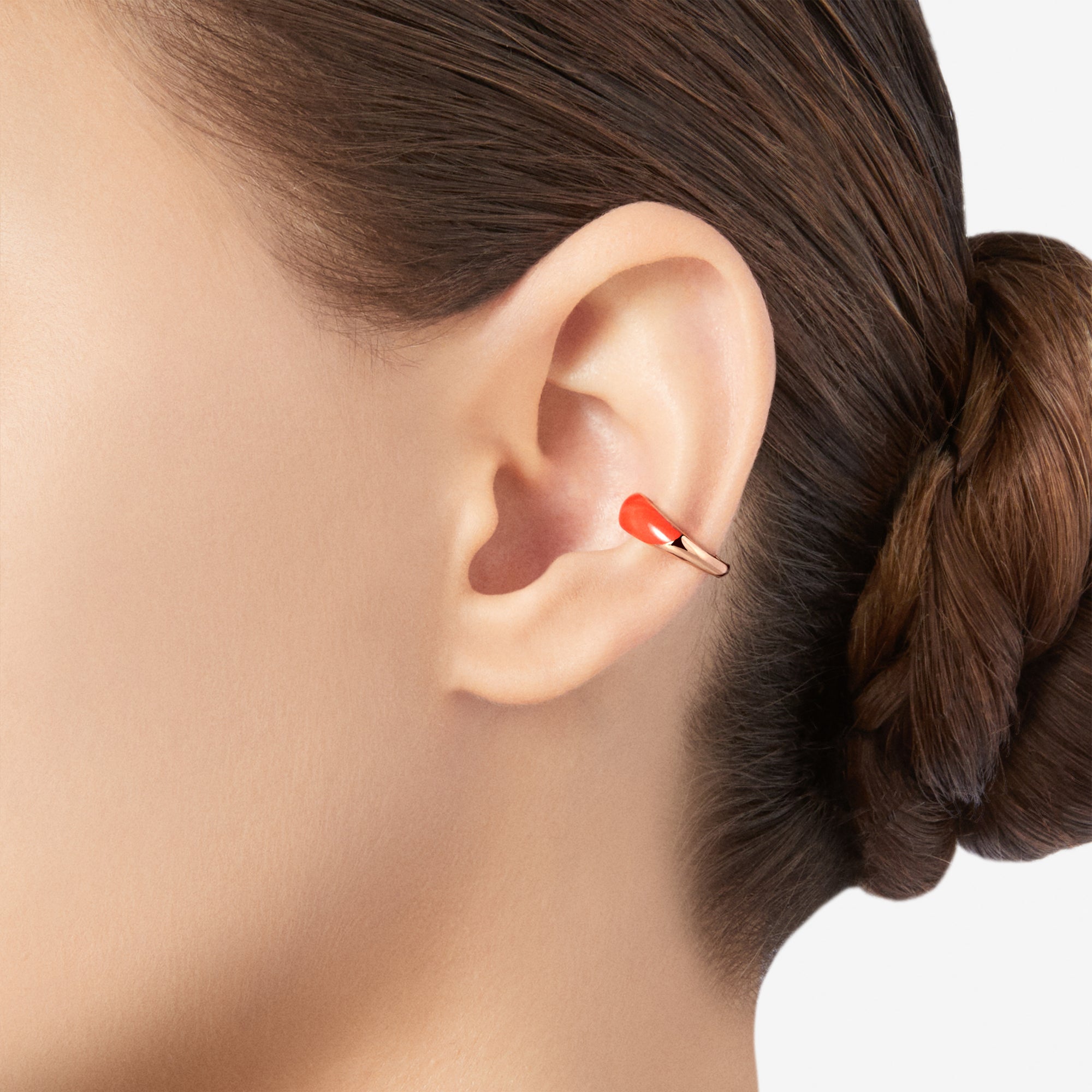 Bijou d'oreille Rondelle en or rose 18K et émail - Argent