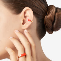 Bijou d'oreille Rondelle en or rose 18K et émail - Argent