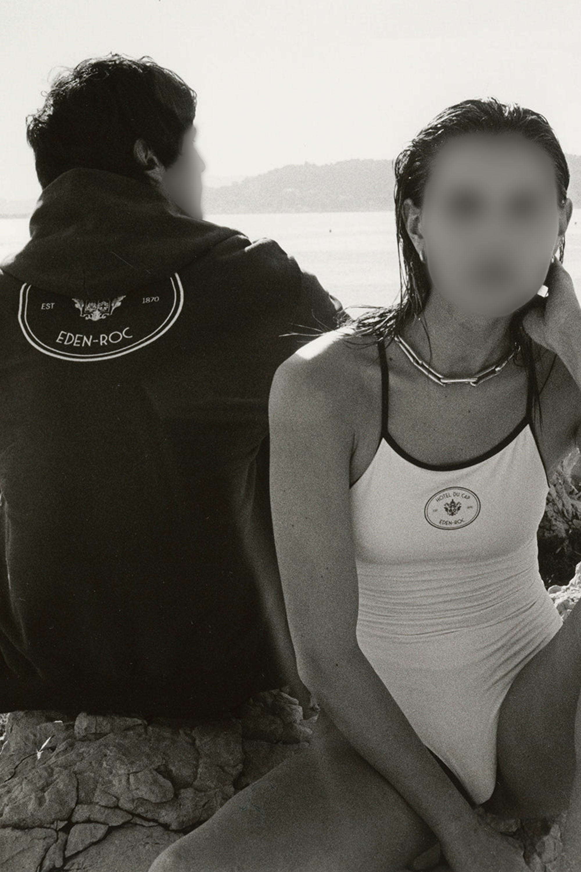 Maillot une pièce Eden Crest à liseré - White & Dark Navy