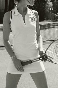 Eden Crest pique polo dress - White & Dark Navy