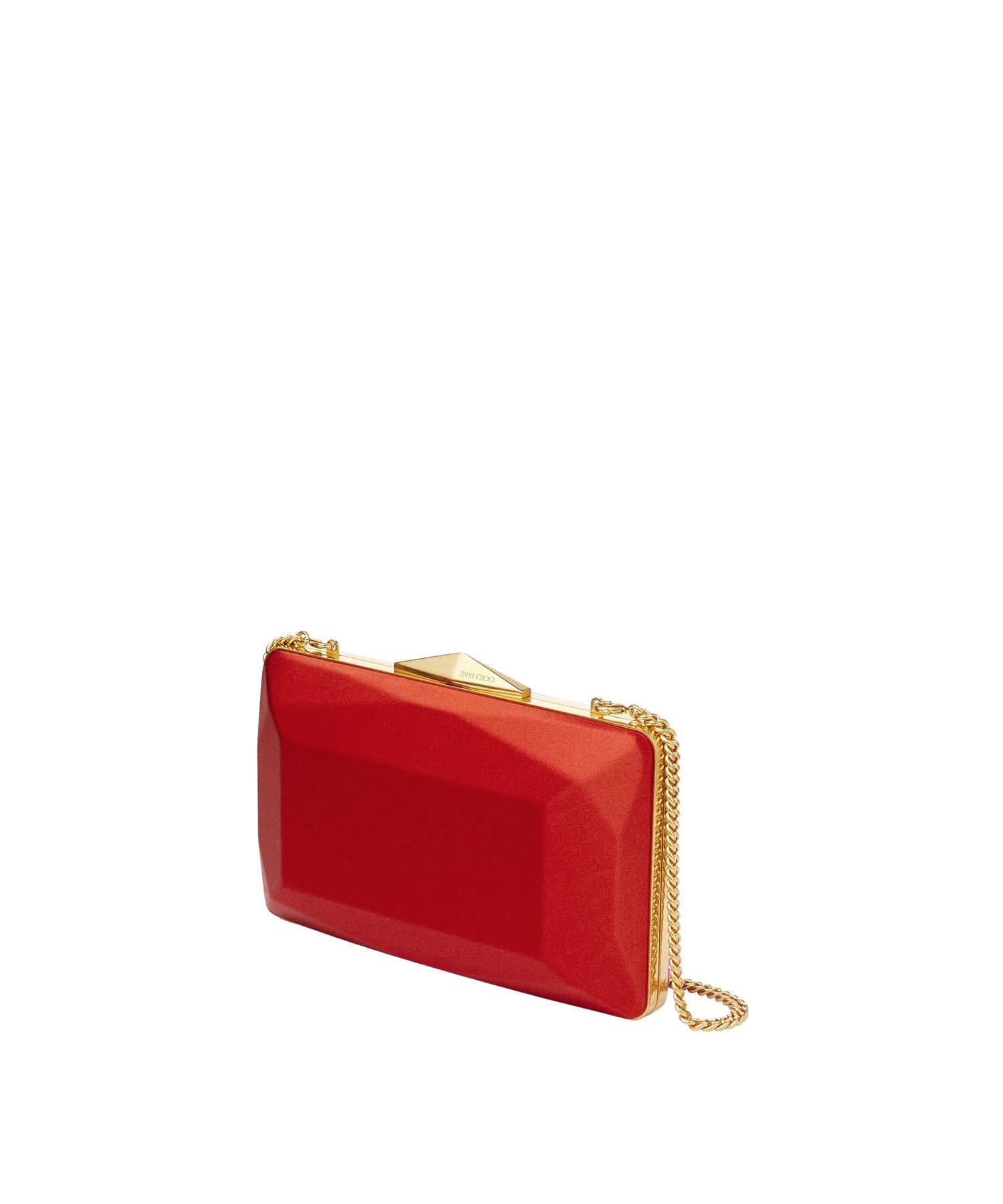 Pochette Diamond rigide en satin - Fuchsia & Paprika