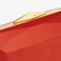 Pochette Diamond rigide en satin - Fuchsia & Paprika