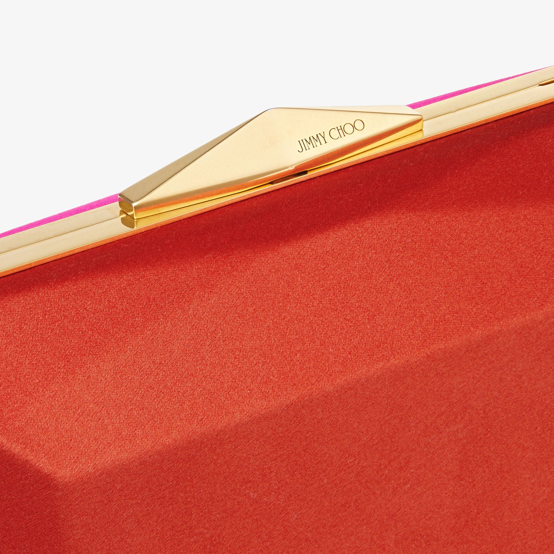 Pochette Diamond rigide en satin - Fuchsia & Paprika