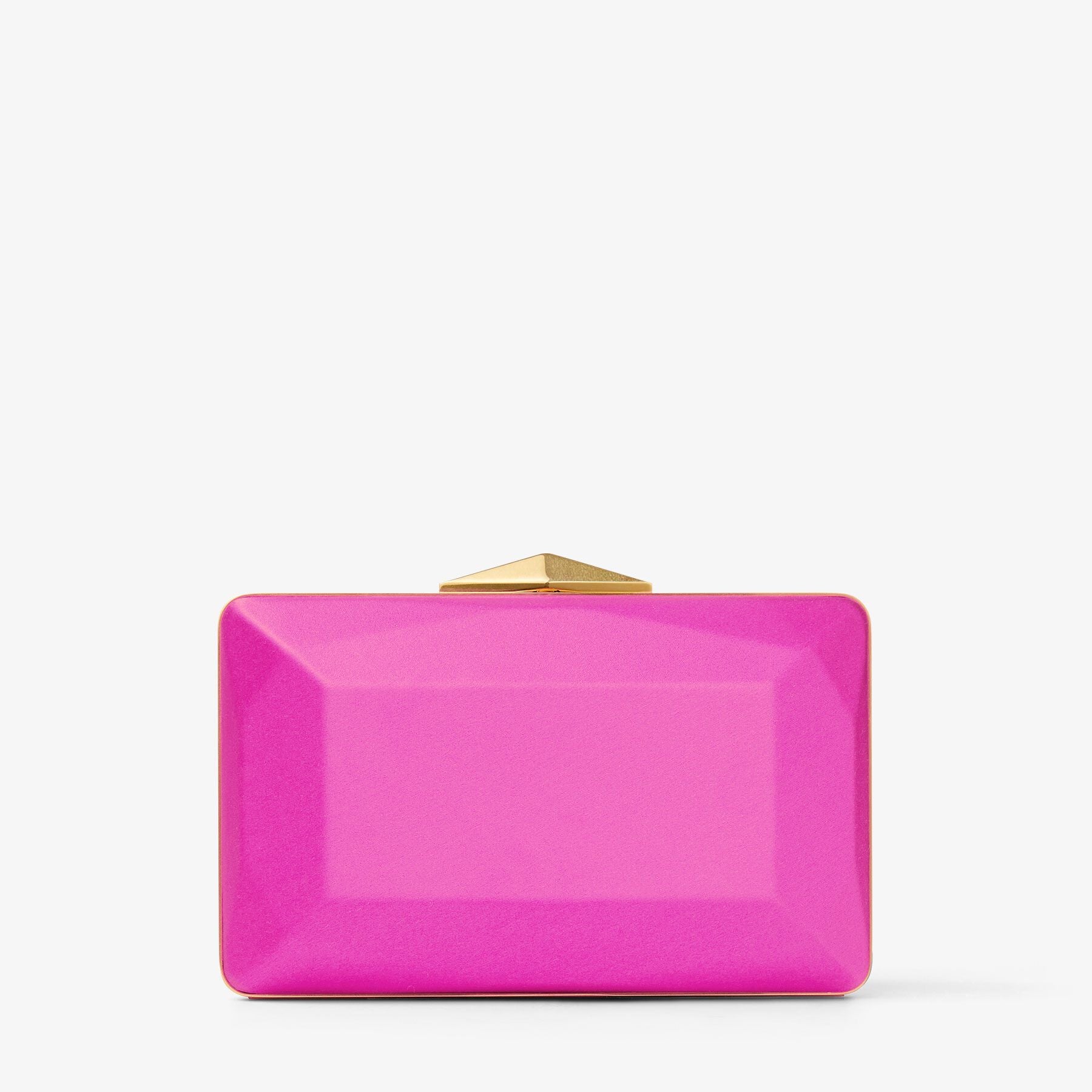 Pochette Diamond rigide en satin - Fuchsia & Paprika