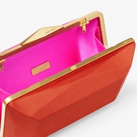 Pochette Diamond rigide en satin - Fuchsia & Paprika