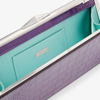 Pochette Diamond en cuir embossé - Cassis & Antique Silver