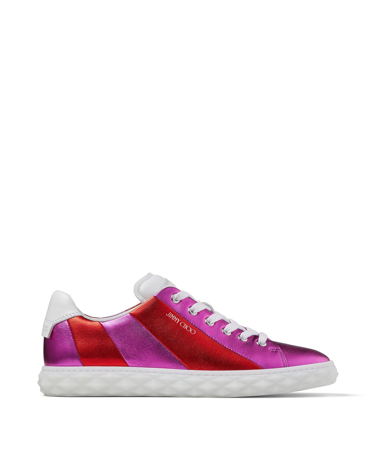 Sneakers en cuir métallisé et blanc - Black
