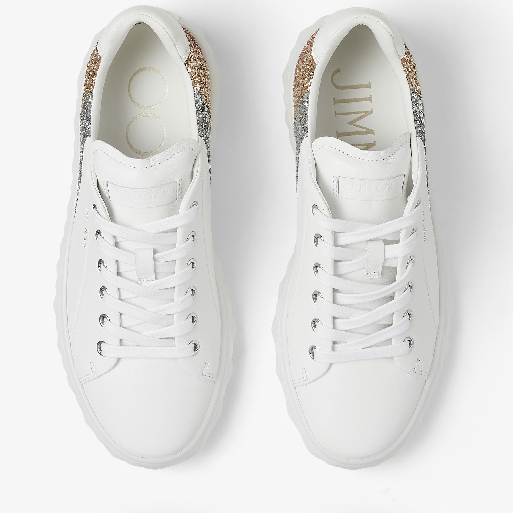 Sneakers Diamond à paillettes en cuir - White & Gold Mix