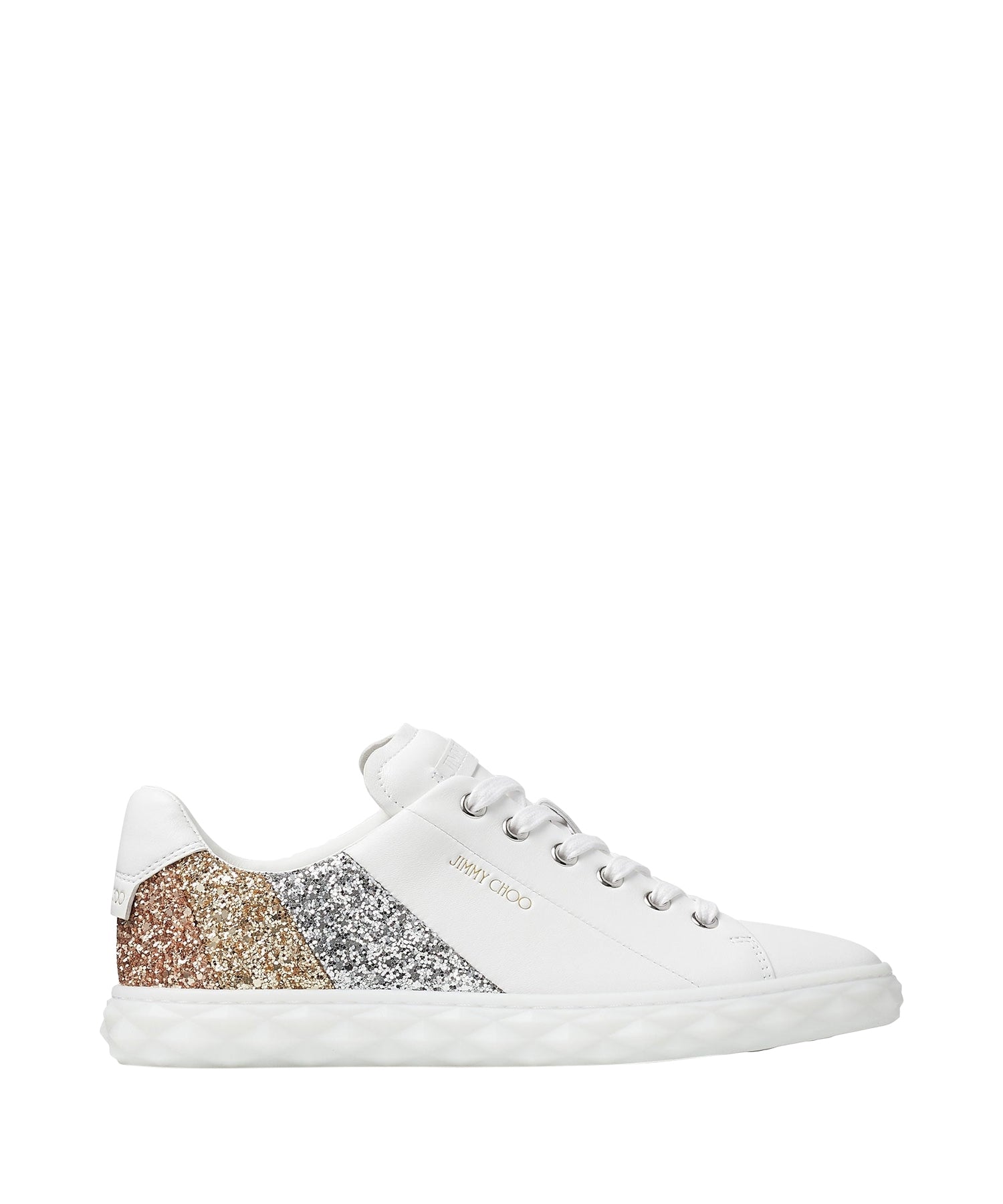 Sneakers Diamond à paillettes en cuir - White & Gold Mix