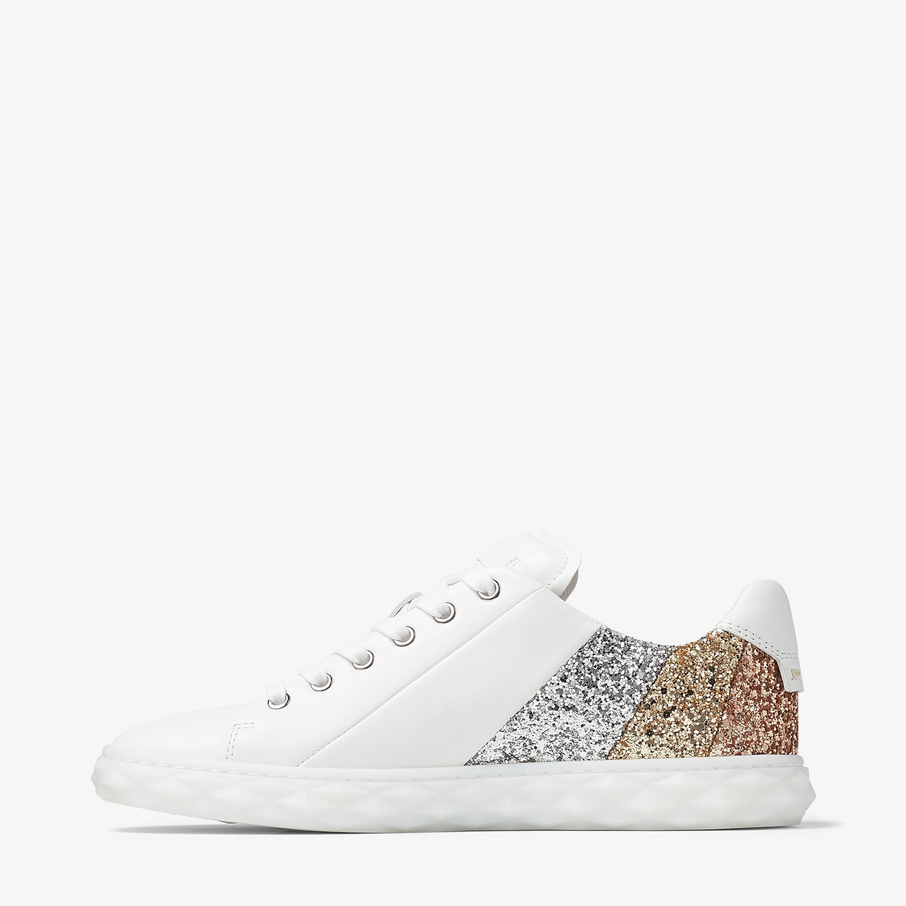 Sneakers Diamond à paillettes en cuir - White & Gold Mix