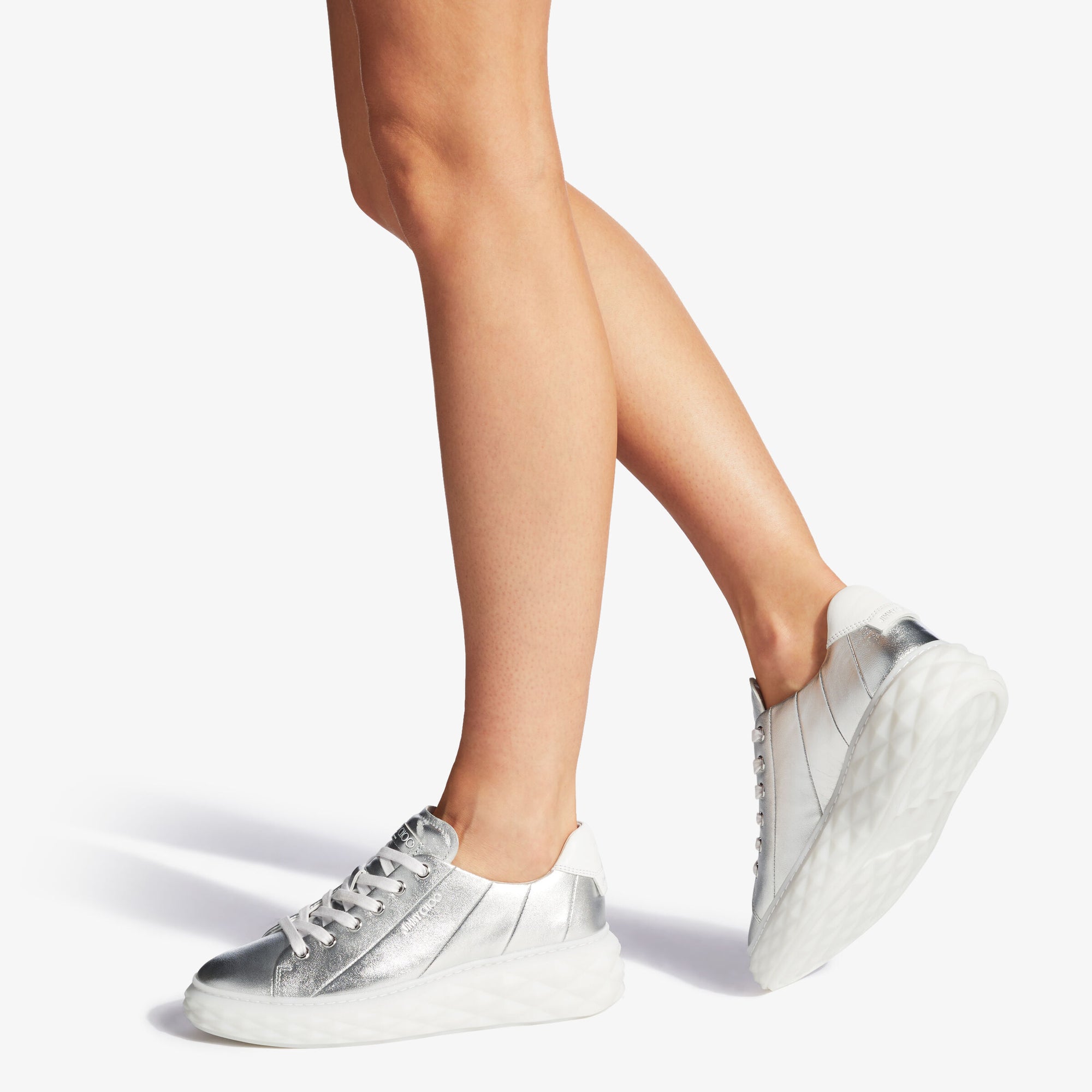 Sneakers Diamond Light Maxi en cuir métallisé - Argent