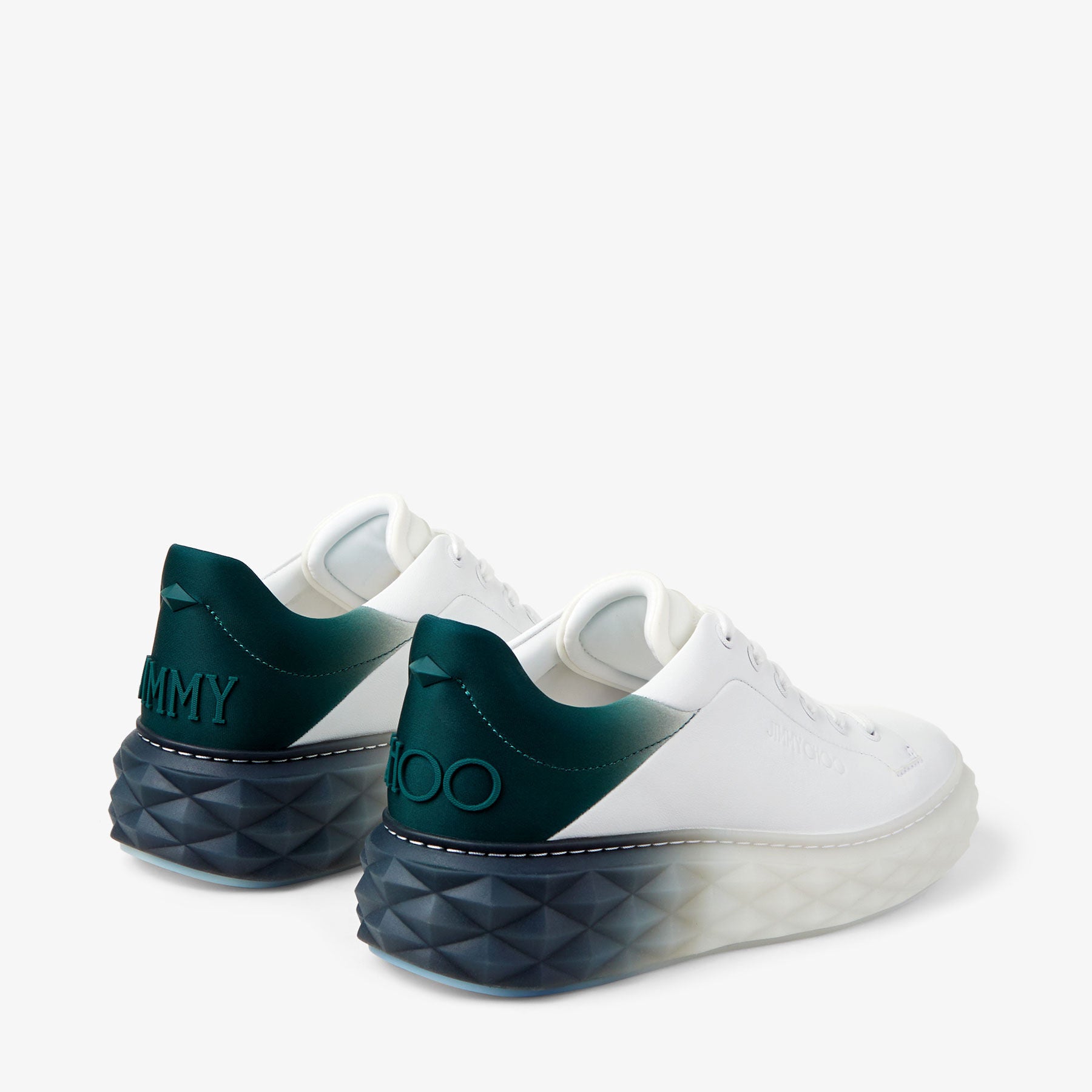 Diamond leather platform trainers - White & Dark Green Mix