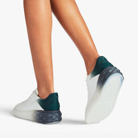 Diamond leather platform trainers - White & Dark Green Mix