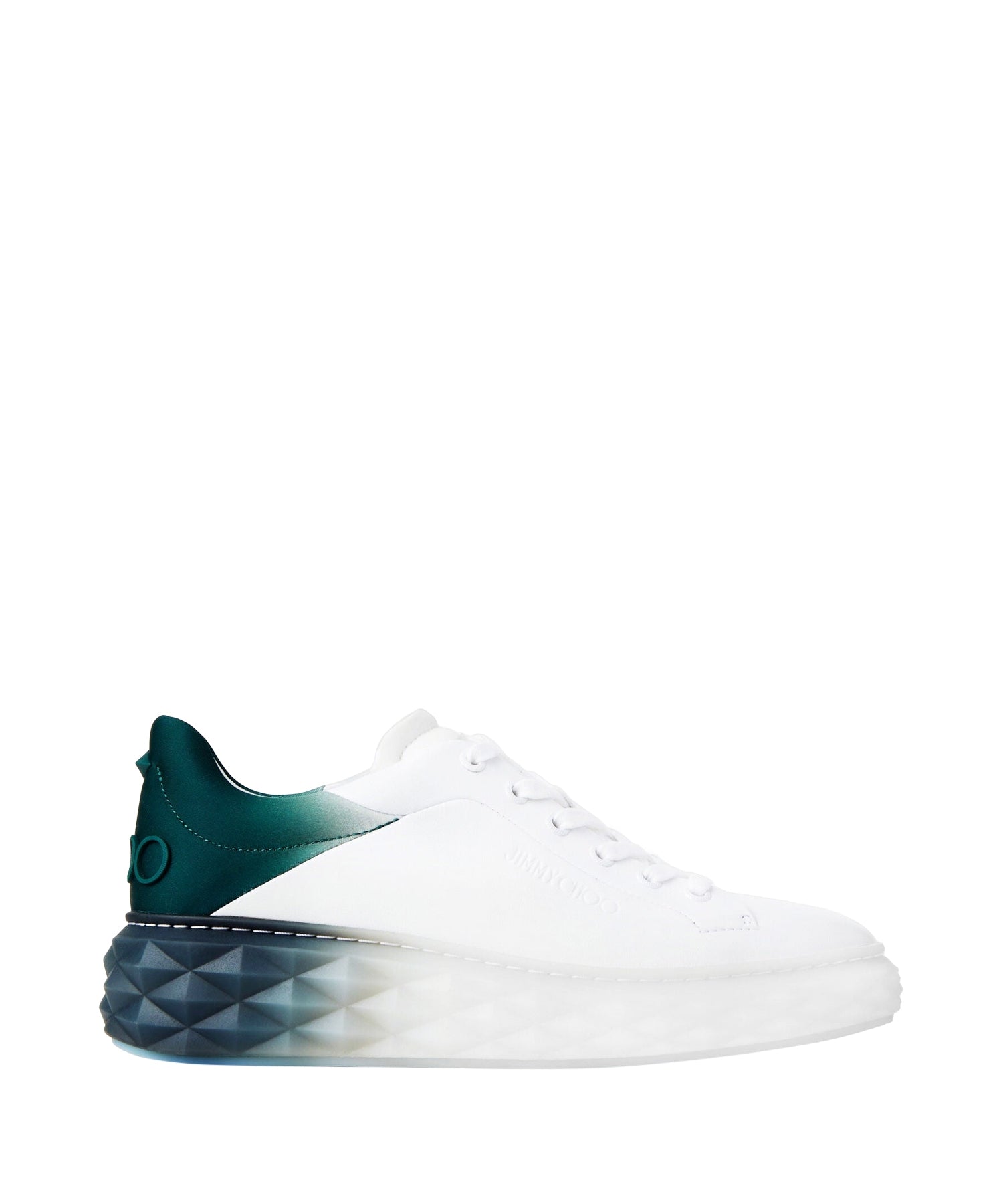 Diamond leather platform trainers - White & Dark Green Mix
