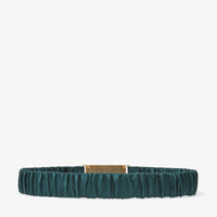 Gathered Diamond satin belt - Dark Green & Gold
