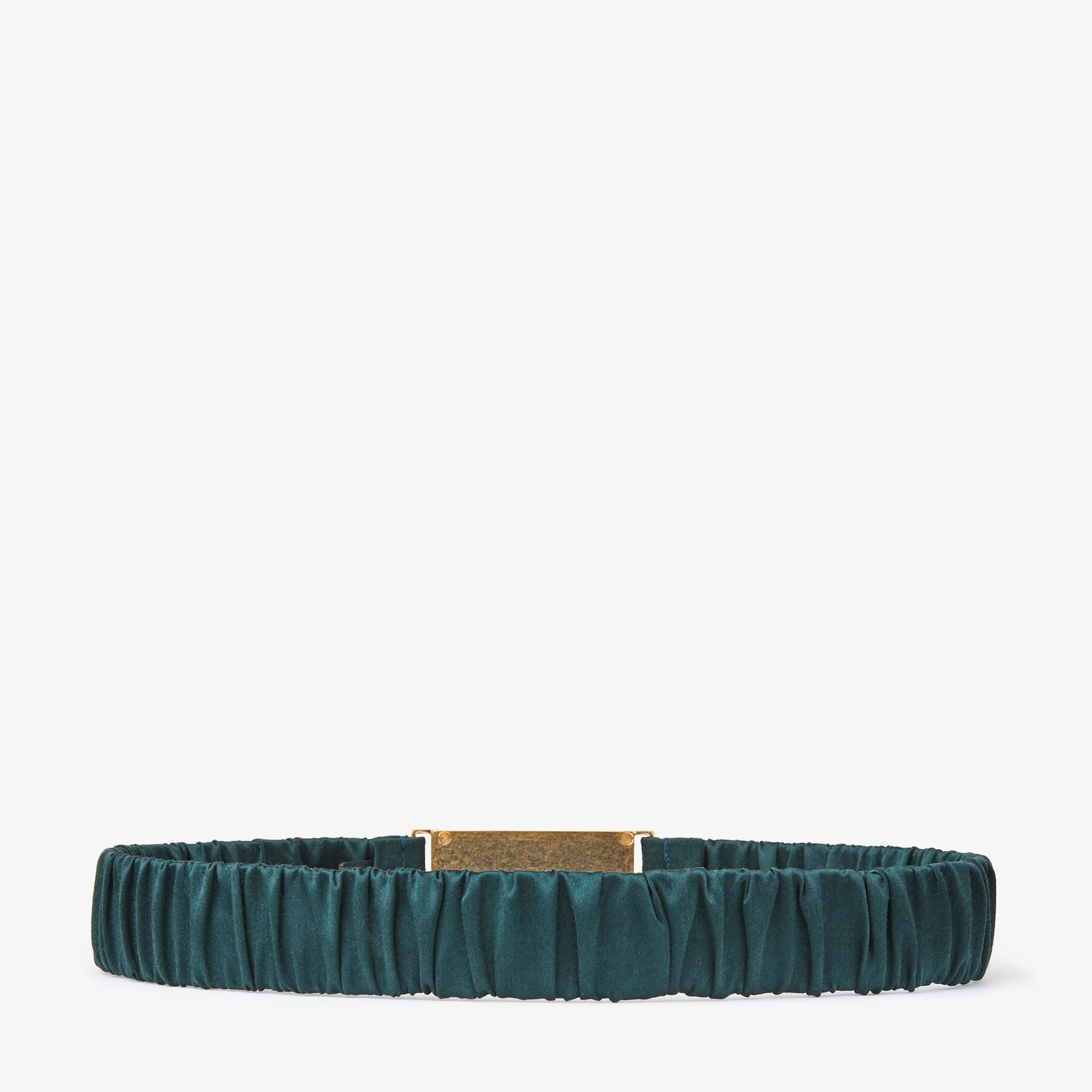 Gathered Diamond satin belt - Dark Green & Gold