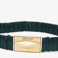 Gathered Diamond satin belt - Dark Green & Gold