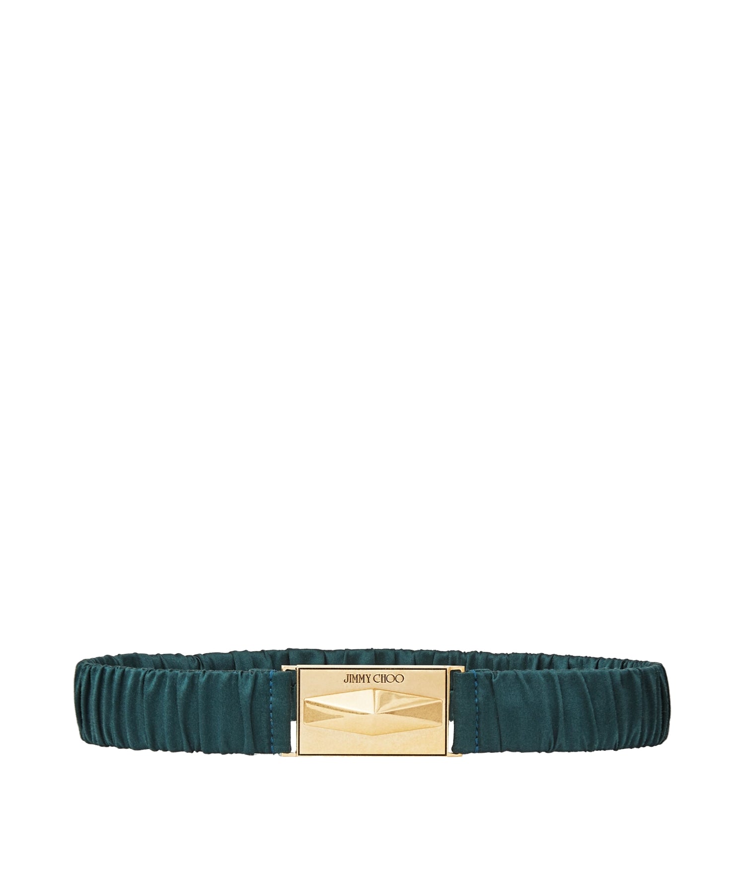 Gathered Diamond satin belt - Dark Green & Gold