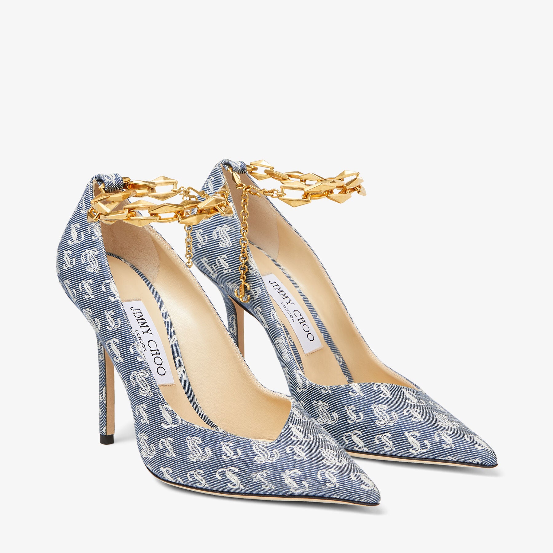 Escarpins Diamond 100 en jean à monogramme - Denim