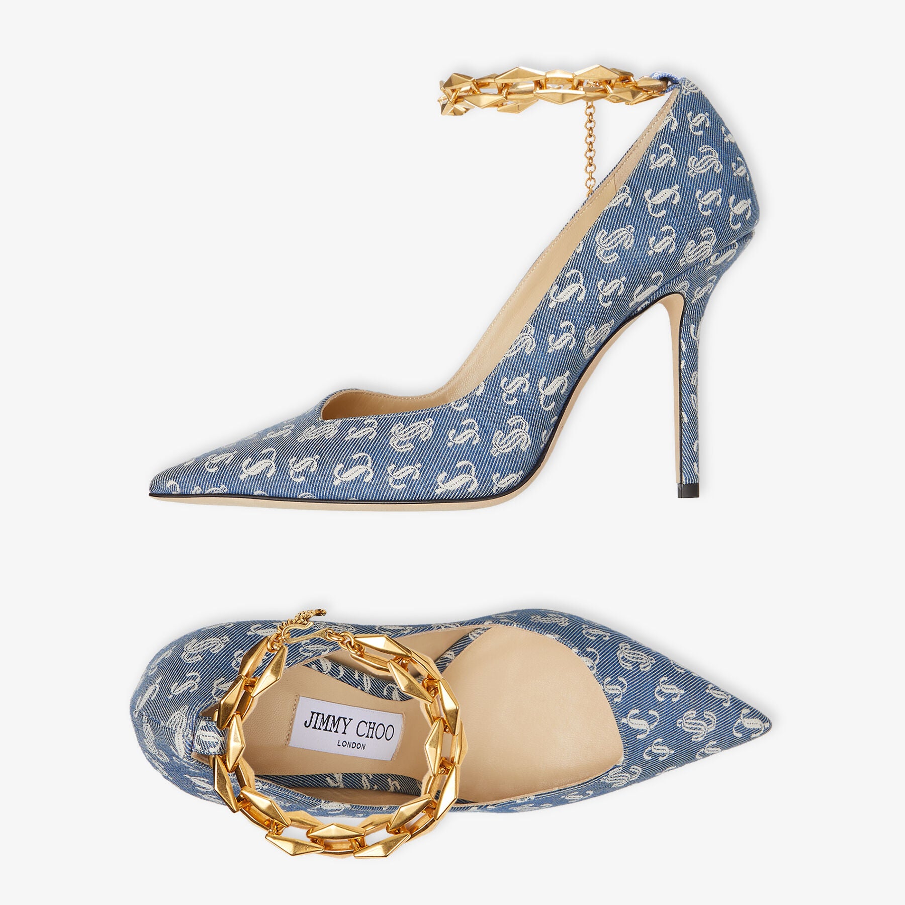 Escarpins Diamond 100 en jean à monogramme - Denim