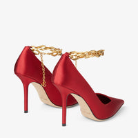Escarpins Diamond 100 en satin à chaînette - Royal Red