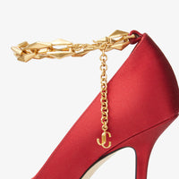Escarpins Diamond 100 en satin à chaînette - Royal Red