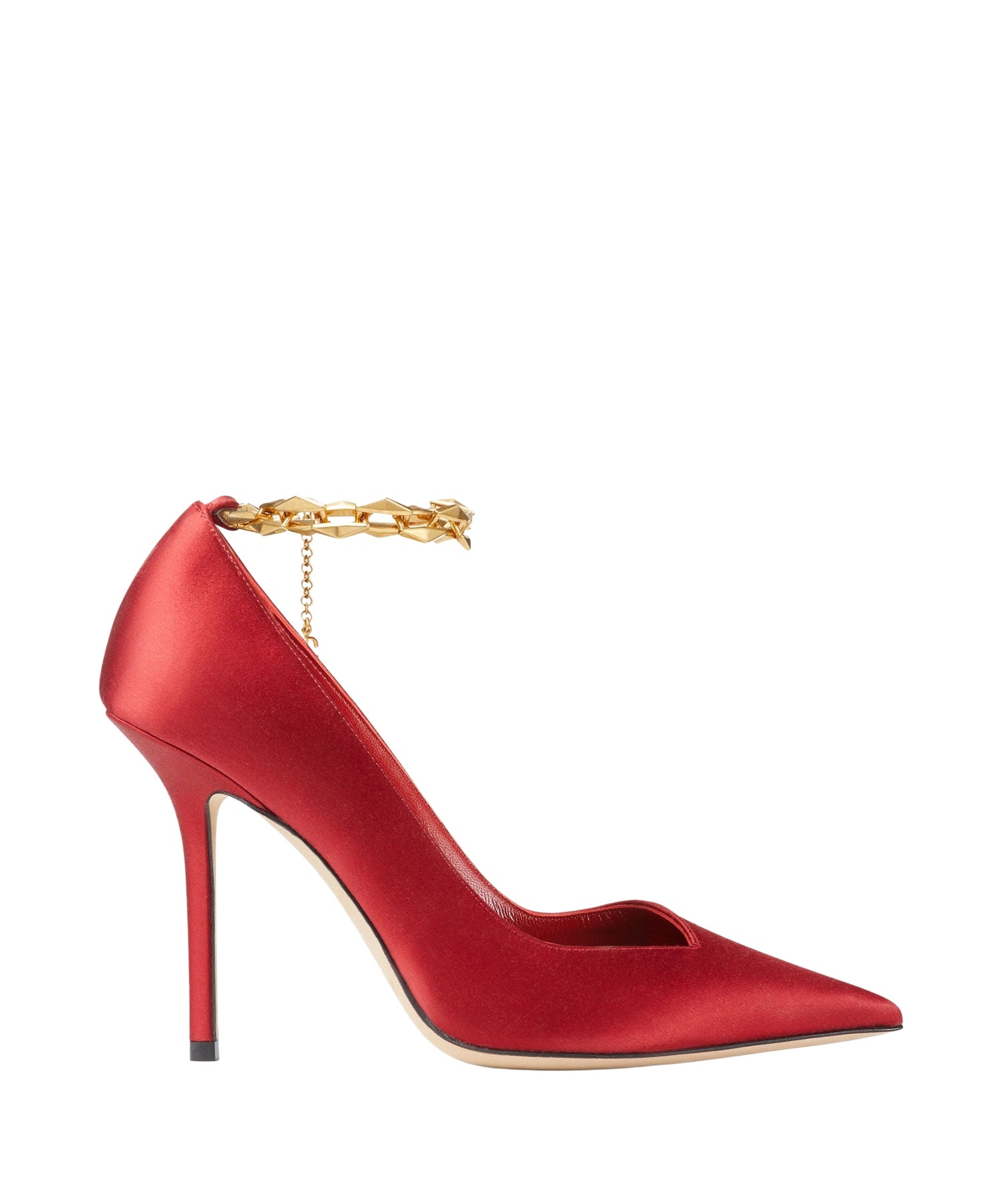 Escarpins Diamond 100 en satin à chaînette - Royal Red
