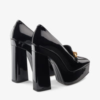 Mocassins à talons Diamond 140 en cuir verni - Black