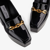 Mocassins à talons Diamond 140 en cuir verni - Black