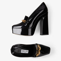 Mocassins à talons Diamond 140 en cuir verni - Black