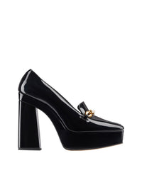 Mocassins à talons Diamond 140 en cuir verni - Black