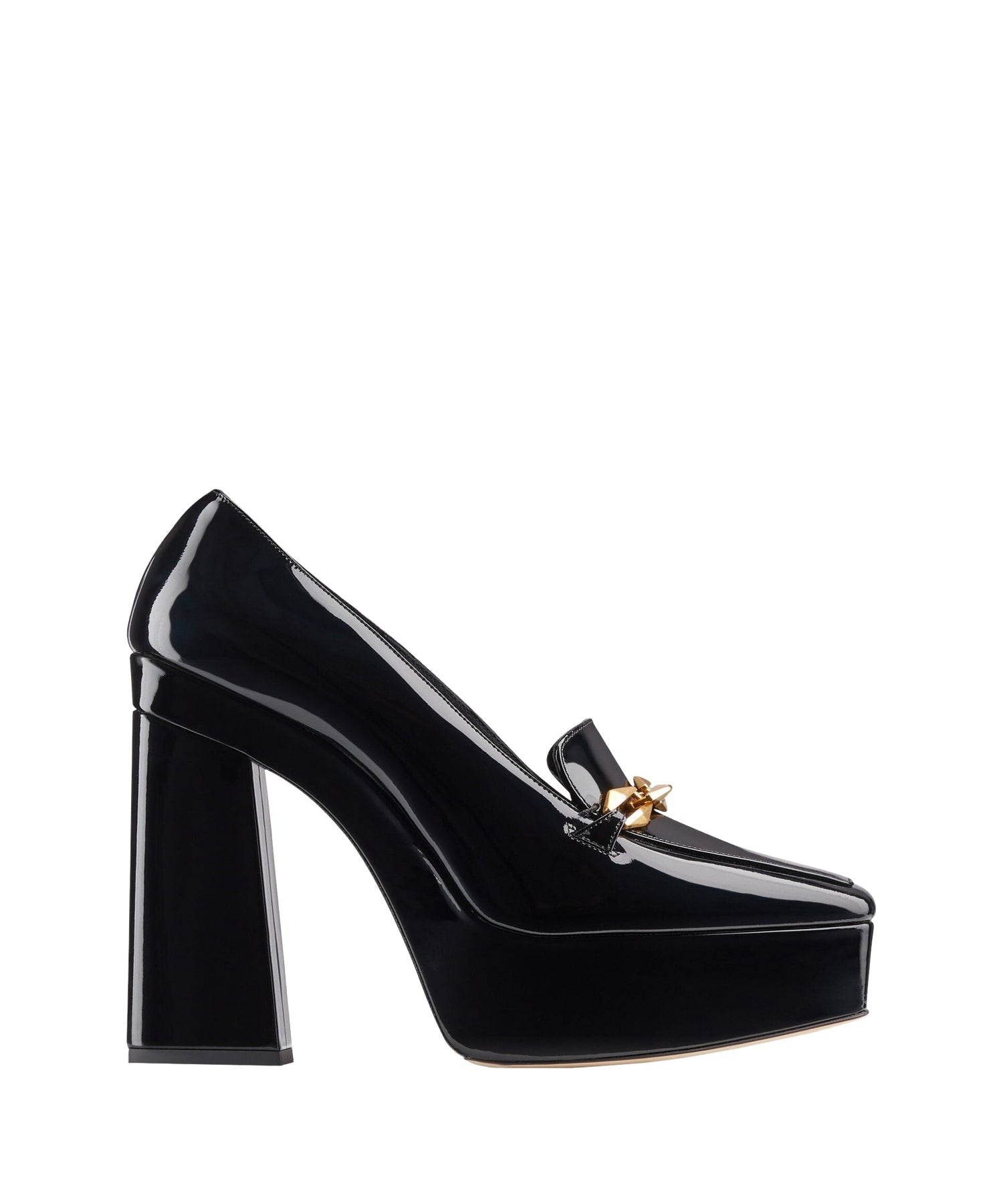 Mocassins à talons Diamond 140 en cuir verni - Black