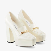 Diamond loafers with chain 140 in patent leather - Latte