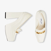 Diamond loafers with chain 140 in patent leather - Latte