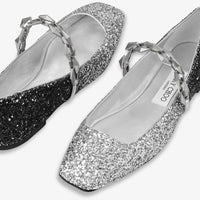 Ballerines Diamond plates à paillettes - Silver & Black