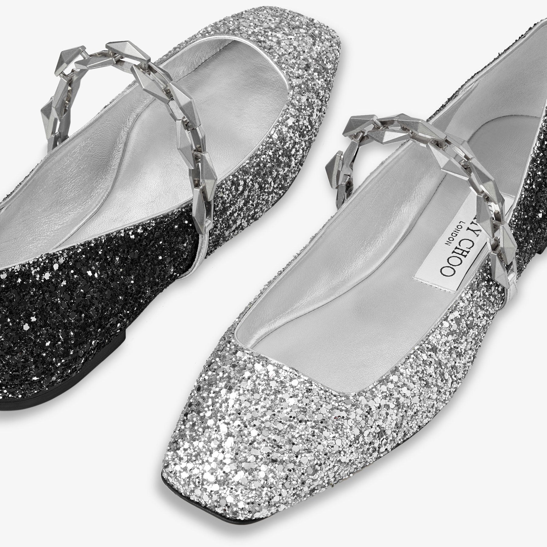 Ballerines Diamond plates à paillettes - Silver & Black